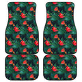 Hawaiian Tropical Flowers Pattern Print Front and Back Car Floor Mats