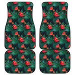 Hawaiian Tropical Flowers Pattern Print Front and Back Car Floor Mats