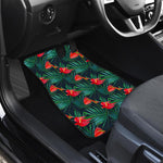 Hawaiian Tropical Flowers Pattern Print Front and Back Car Floor Mats