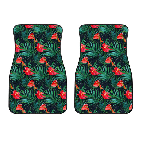 Hawaiian Tropical Flowers Pattern Print Front Car Floor Mats