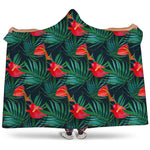 Hawaiian Tropical Flowers Pattern Print Hooded Blanket