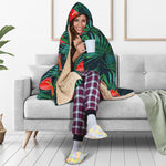 Hawaiian Tropical Flowers Pattern Print Hooded Blanket