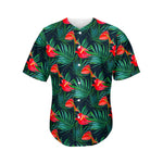 Hawaiian Tropical Flowers Pattern Print Men's Baseball Jersey