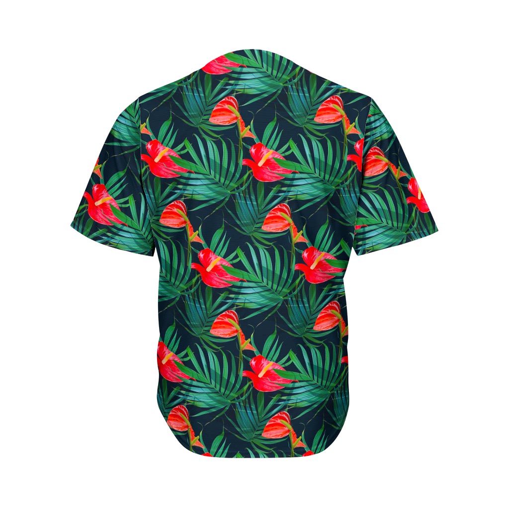 Hawaiian Tropical Flowers Pattern Print Men's Baseball Jersey