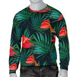 Hawaiian Tropical Flowers Pattern Print Men's Crewneck Sweatshirt GearFrost