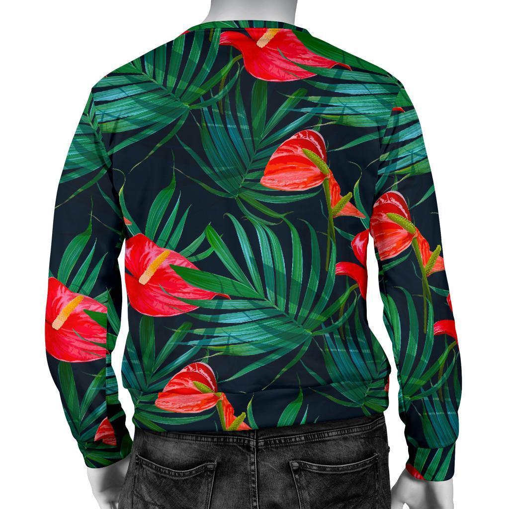 Hawaiian Tropical Flowers Pattern Print Men's Crewneck Sweatshirt GearFrost