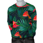 Hawaiian Tropical Flowers Pattern Print Men's Crewneck Sweatshirt GearFrost