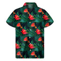 Hawaiian Tropical Flowers Pattern Print Men's Short Sleeve Shirt