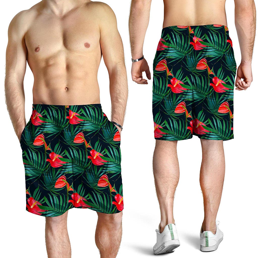 Hawaiian Tropical Flowers Pattern Print Men's Shorts