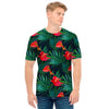 Hawaiian Tropical Flowers Pattern Print Men's T-Shirt