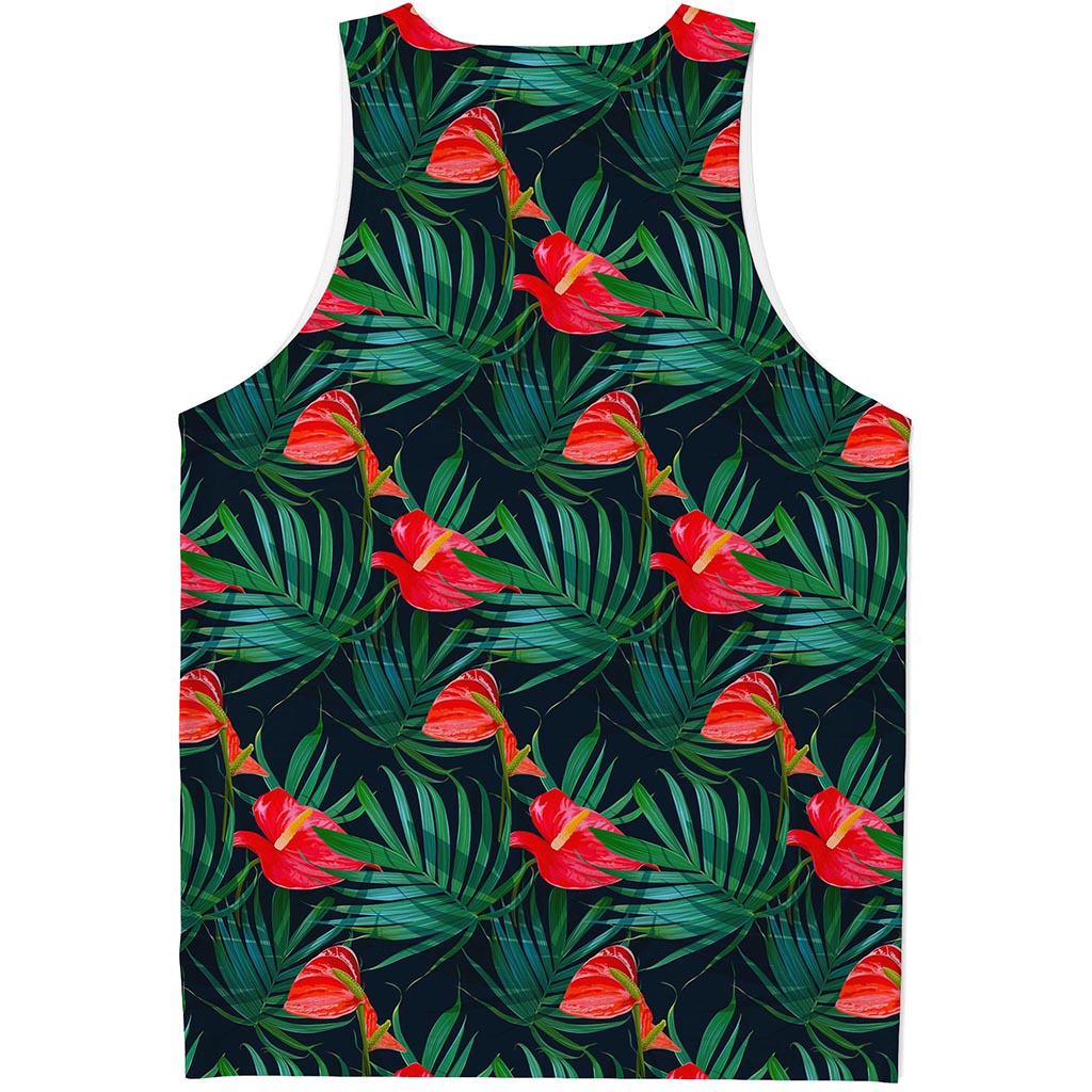 Hawaiian Tropical Flowers Pattern Print Men's Tank Top