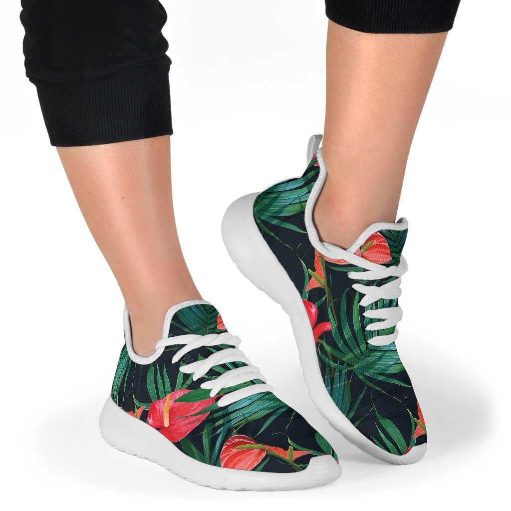 Hawaiian Tropical Flowers Pattern Print Mesh Knit Shoes GearFrost
