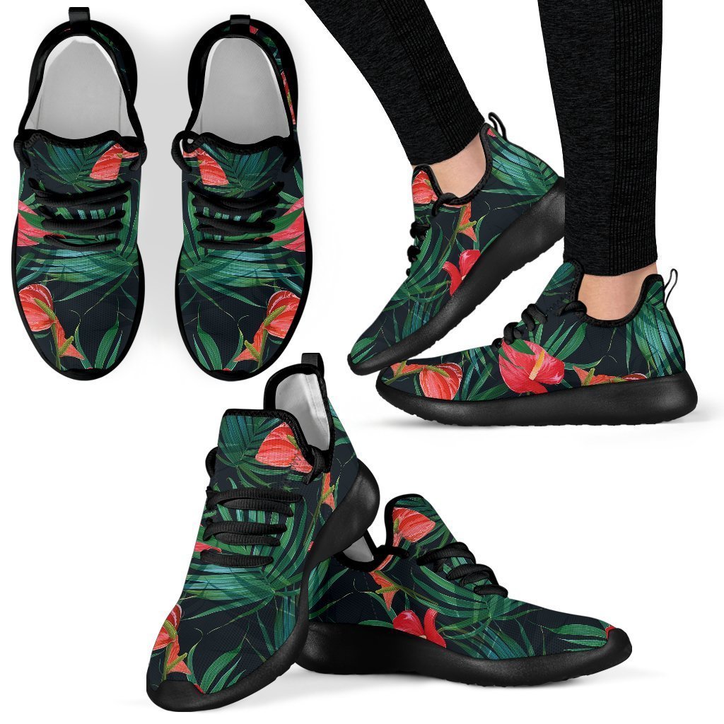 Hawaiian Tropical Flowers Pattern Print Mesh Knit Shoes GearFrost