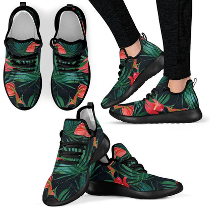 Hawaiian Tropical Flowers Pattern Print Mesh Knit Shoes GearFrost