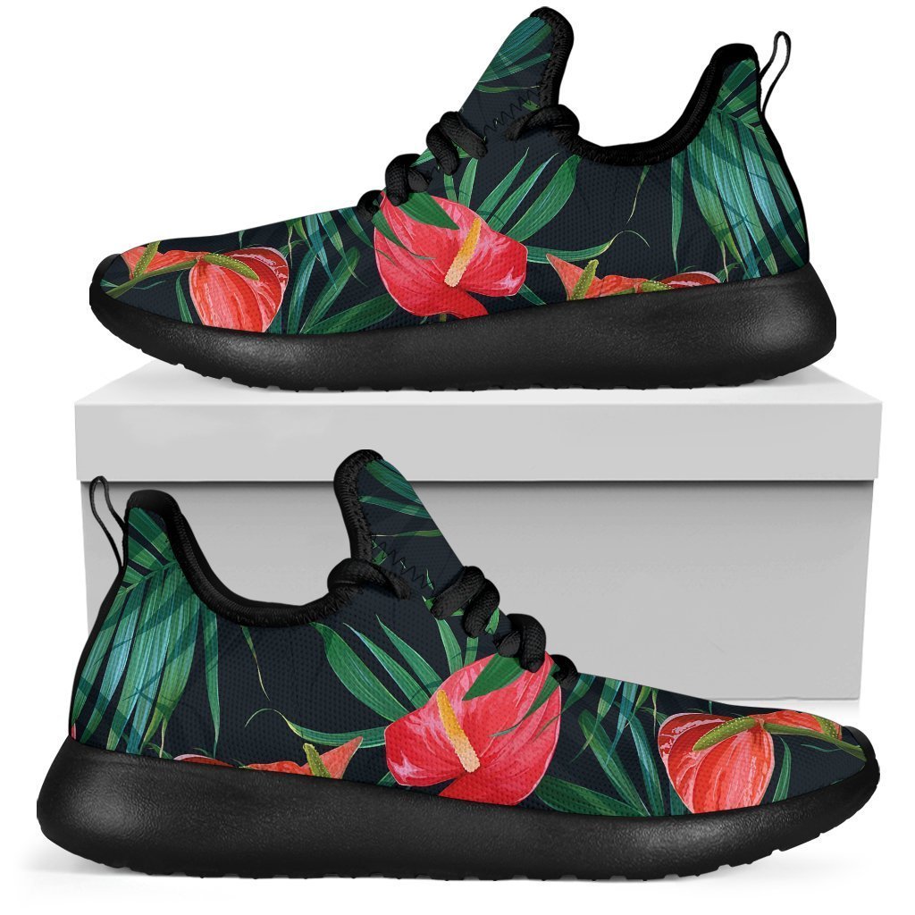Hawaiian Tropical Flowers Pattern Print Mesh Knit Shoes GearFrost