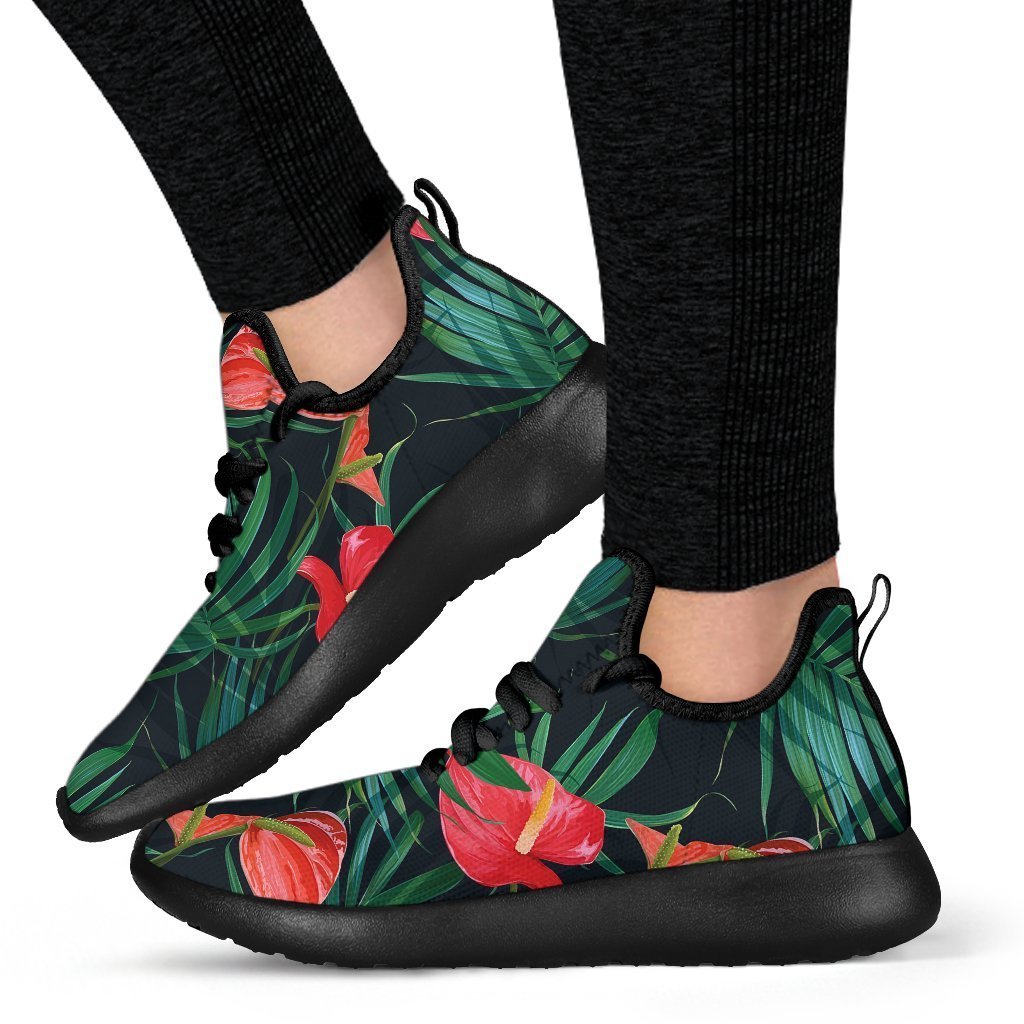 Hawaiian Tropical Flowers Pattern Print Mesh Knit Shoes GearFrost