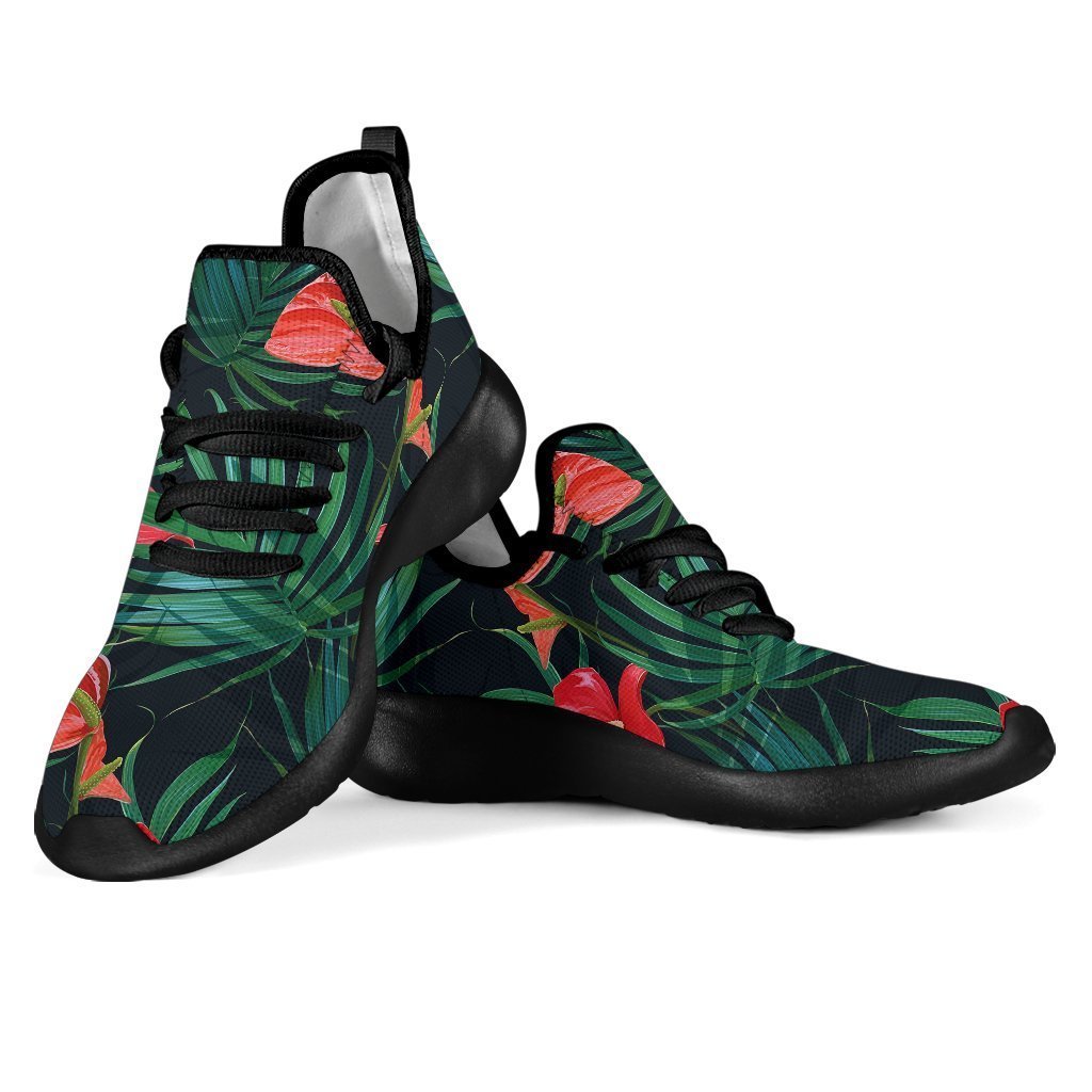 Hawaiian Tropical Flowers Pattern Print Mesh Knit Shoes GearFrost