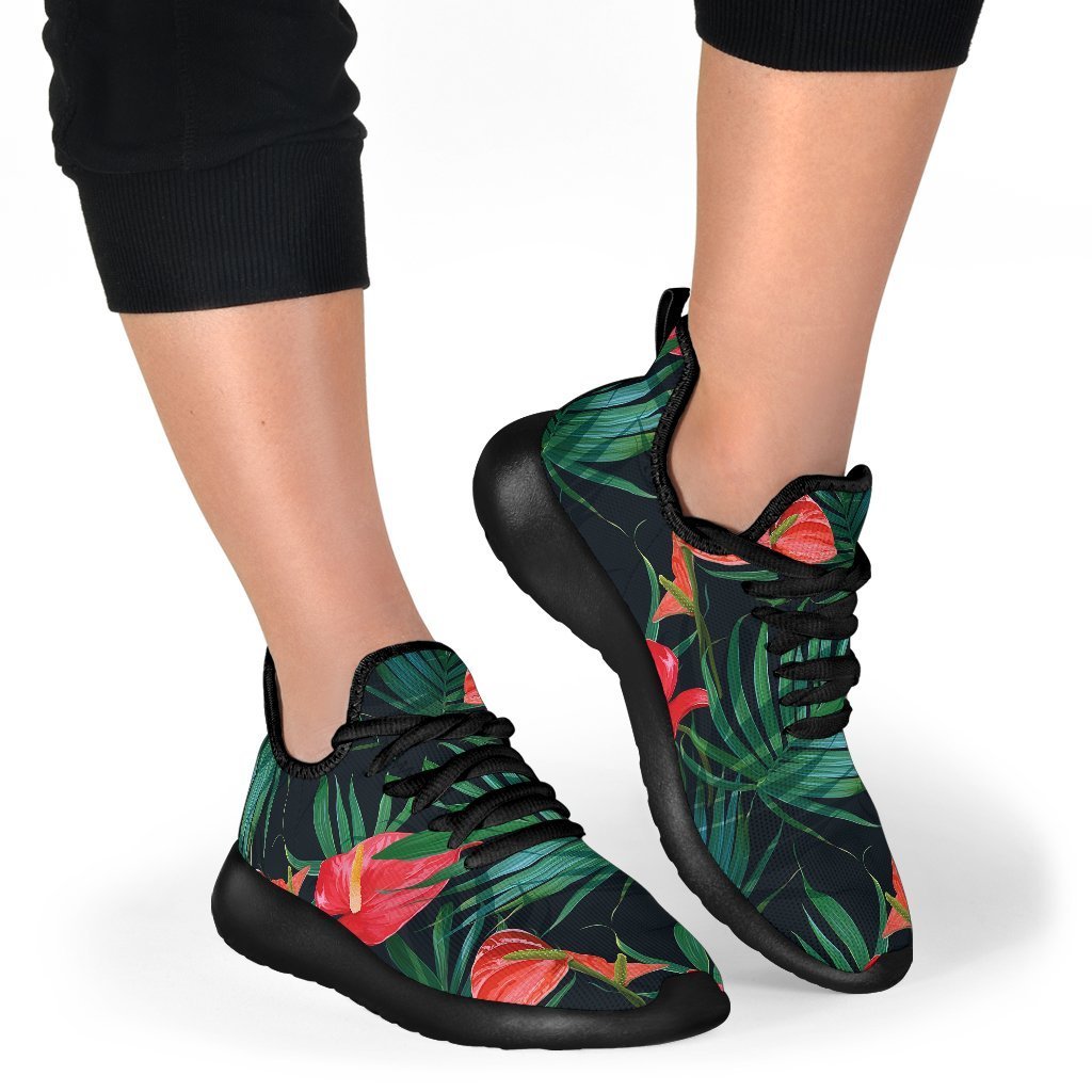 Hawaiian Tropical Flowers Pattern Print Mesh Knit Shoes GearFrost