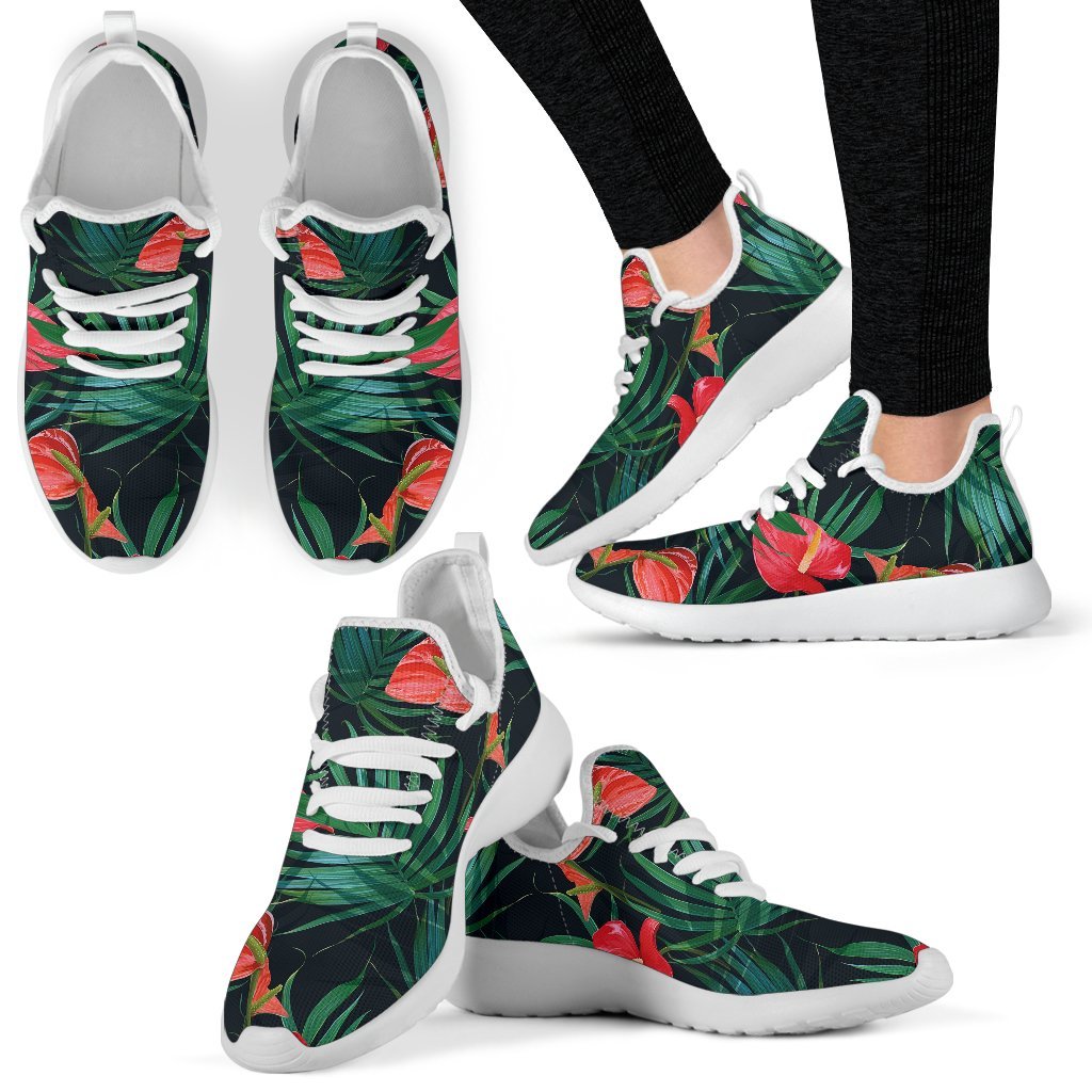 Hawaiian Tropical Flowers Pattern Print Mesh Knit Shoes GearFrost
