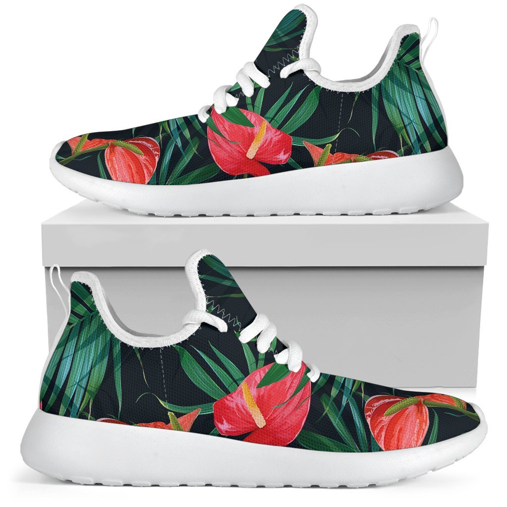 Hawaiian Tropical Flowers Pattern Print Mesh Knit Shoes GearFrost