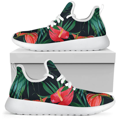 Hawaiian Tropical Flowers Pattern Print Mesh Knit Shoes GearFrost