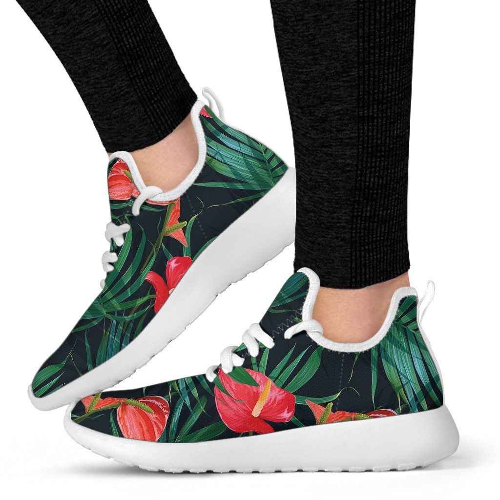 Hawaiian Tropical Flowers Pattern Print Mesh Knit Shoes GearFrost