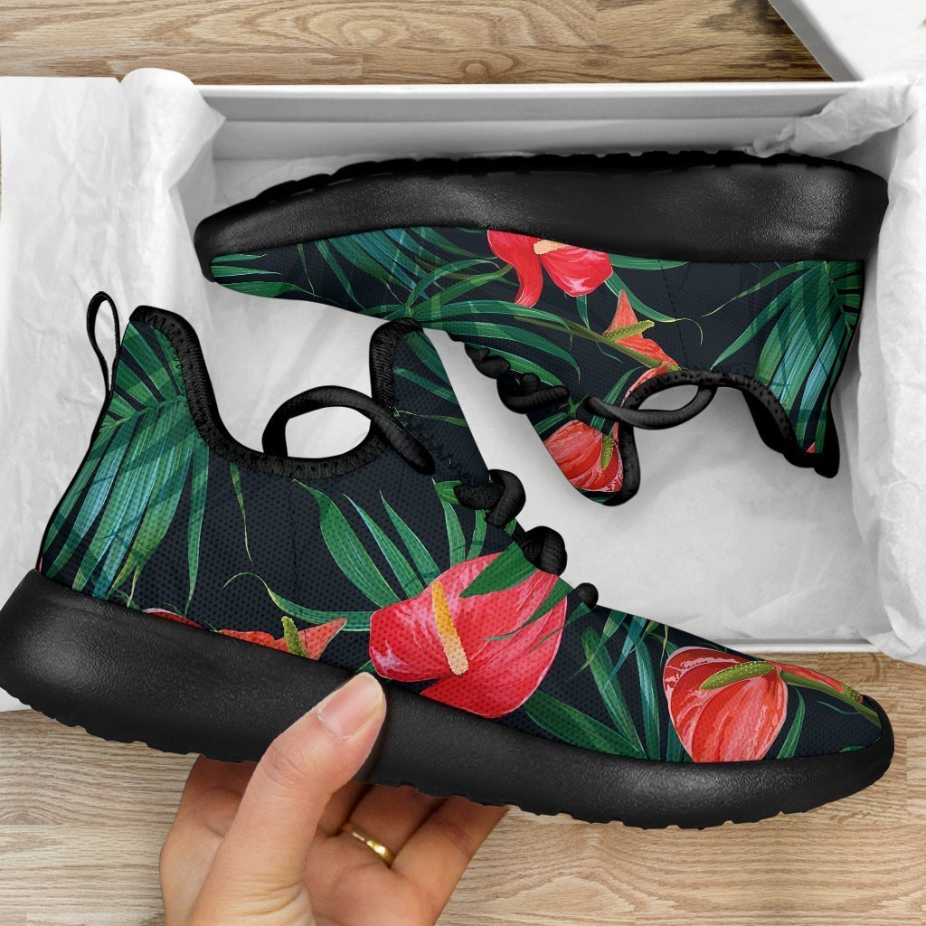 Hawaiian Tropical Flowers Pattern Print Mesh Knit Shoes GearFrost
