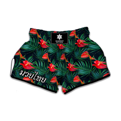 Hawaiian Tropical Flowers Pattern Print Muay Thai Boxing Shorts