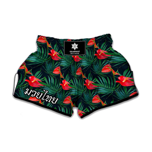 Hawaiian Tropical Flowers Pattern Print Muay Thai Boxing Shorts
