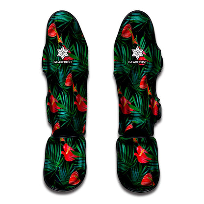 Hawaiian Tropical Flowers Pattern Print Muay Thai Shin Guard