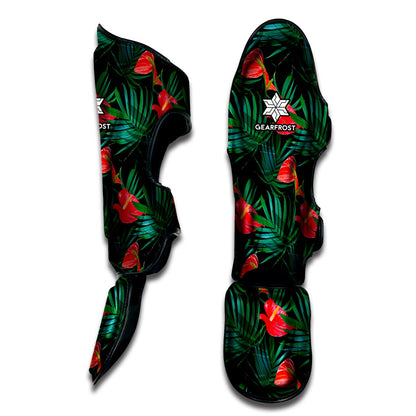 Hawaiian Tropical Flowers Pattern Print Muay Thai Shin Guard