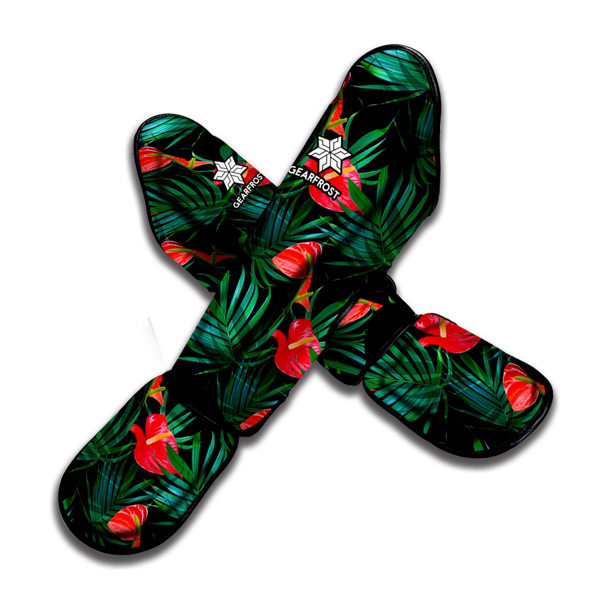 Hawaiian Tropical Flowers Pattern Print Muay Thai Shin Guard