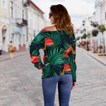 Hawaiian Tropical Flowers Pattern Print Off Shoulder Sweatshirt GearFrost