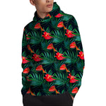 Hawaiian Tropical Flowers Pattern Print Pullover Hoodie