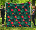 Hawaiian Tropical Flowers Pattern Print Quilt