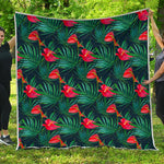 Hawaiian Tropical Flowers Pattern Print Quilt