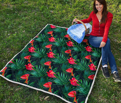 Hawaiian Tropical Flowers Pattern Print Quilt