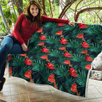 Hawaiian Tropical Flowers Pattern Print Quilt