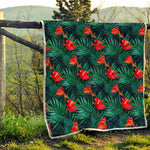 Hawaiian Tropical Flowers Pattern Print Quilt