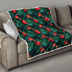 Hawaiian Tropical Flowers Pattern Print Quilt