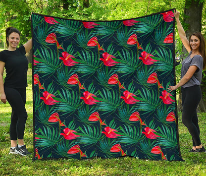 Hawaiian Tropical Flowers Pattern Print Quilt