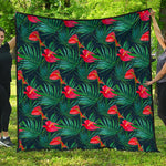 Hawaiian Tropical Flowers Pattern Print Quilt