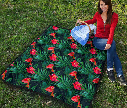 Hawaiian Tropical Flowers Pattern Print Quilt