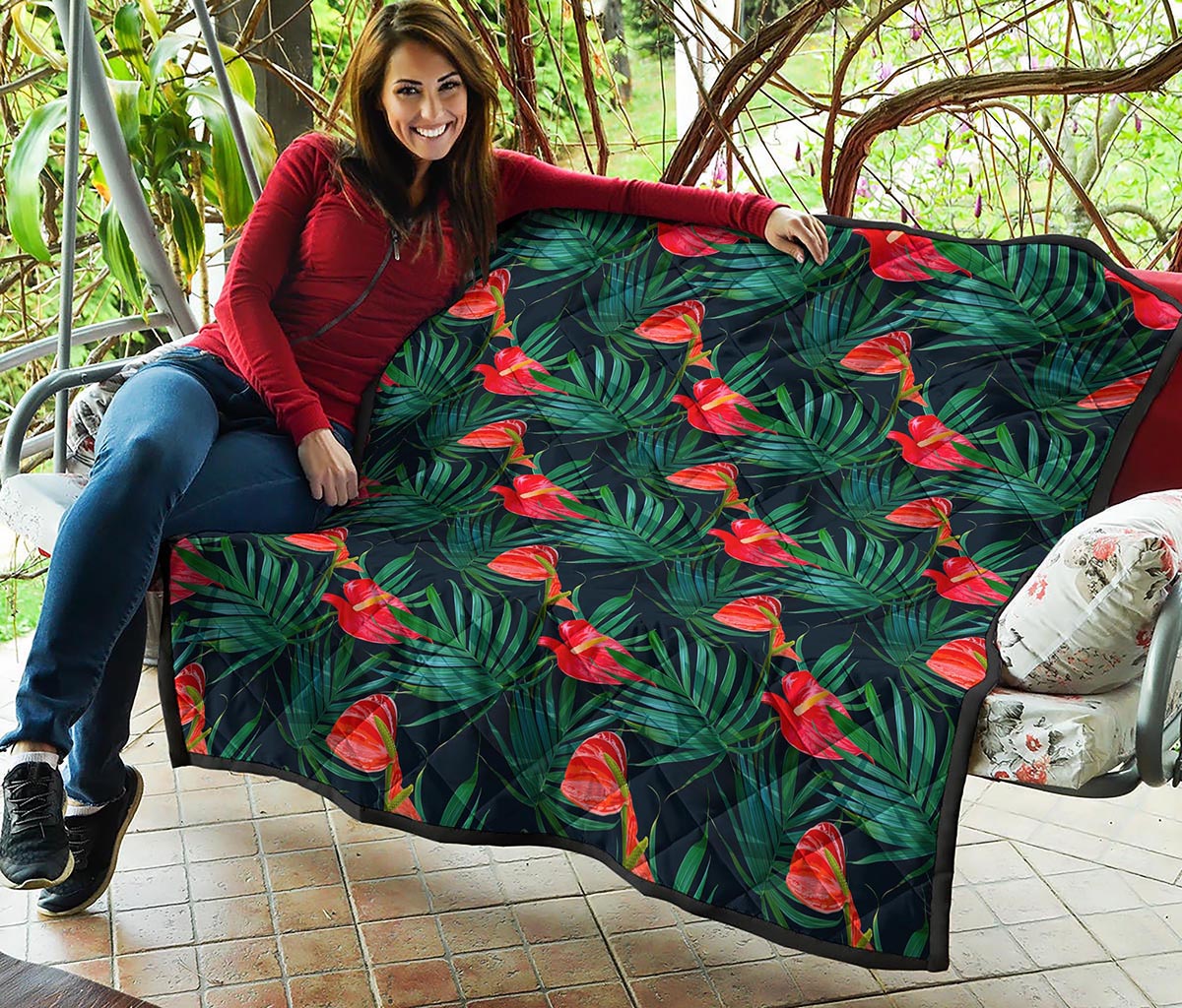 Hawaiian Tropical Flowers Pattern Print Quilt