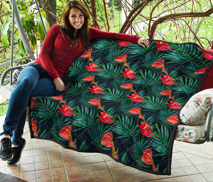 Hawaiian Tropical Flowers Pattern Print Quilt