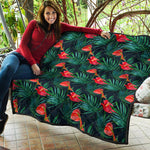 Hawaiian Tropical Flowers Pattern Print Quilt