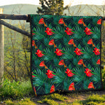 Hawaiian Tropical Flowers Pattern Print Quilt
