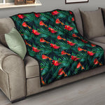 Hawaiian Tropical Flowers Pattern Print Quilt
