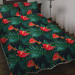 Hawaiian Tropical Flowers Pattern Print Quilt Bed Set