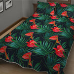 Hawaiian Tropical Flowers Pattern Print Quilt Bed Set